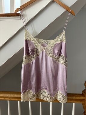 Banana republic Lace-Trim Silk Cami in Lavender and Cream size 16